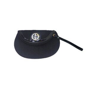 Giorgio Armani Black Slim Bifold Clutch Wallet Fabric Make Up Bag Travel